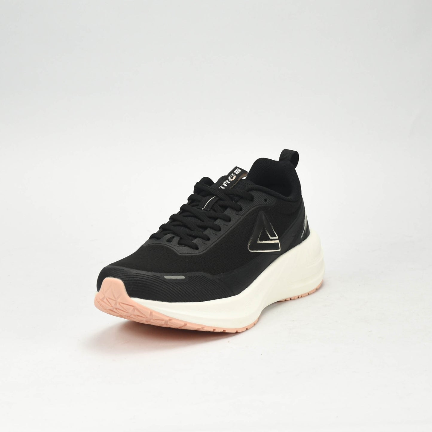 PEAK CUSHION RUNNING SHOES-BLACK/WHITE