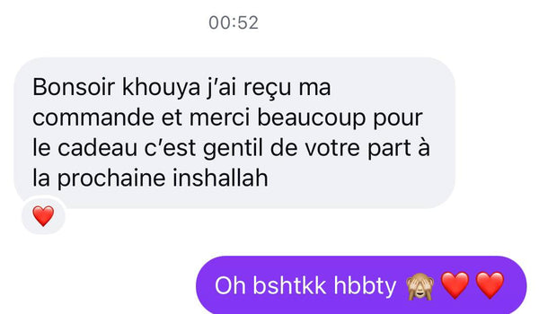 Message d'une cliente