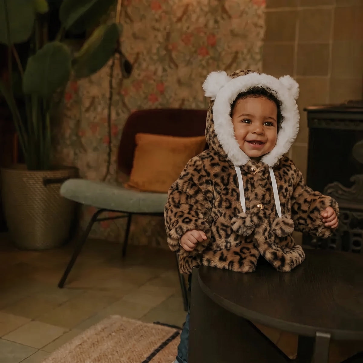 Poncho bébé teddy | Léopard