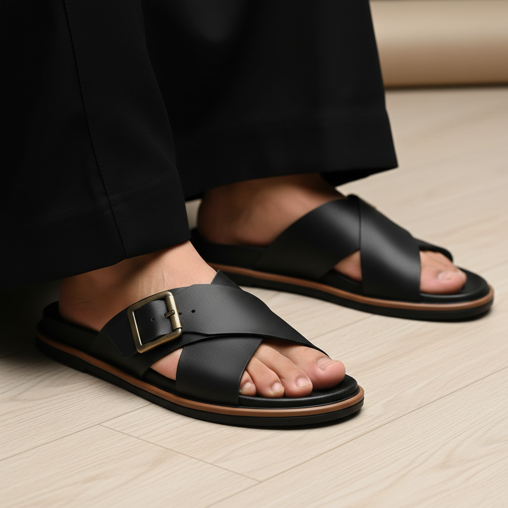 Alviro Slides Noir En Cuir