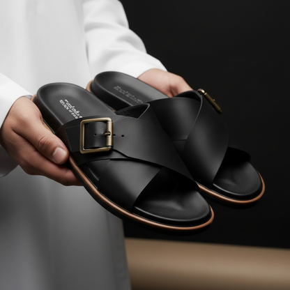 Alviro Slides Noir En Cuir