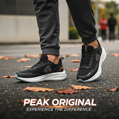 PEAK CUSHION RUNNING SHOES-BLACK/LT.GREY